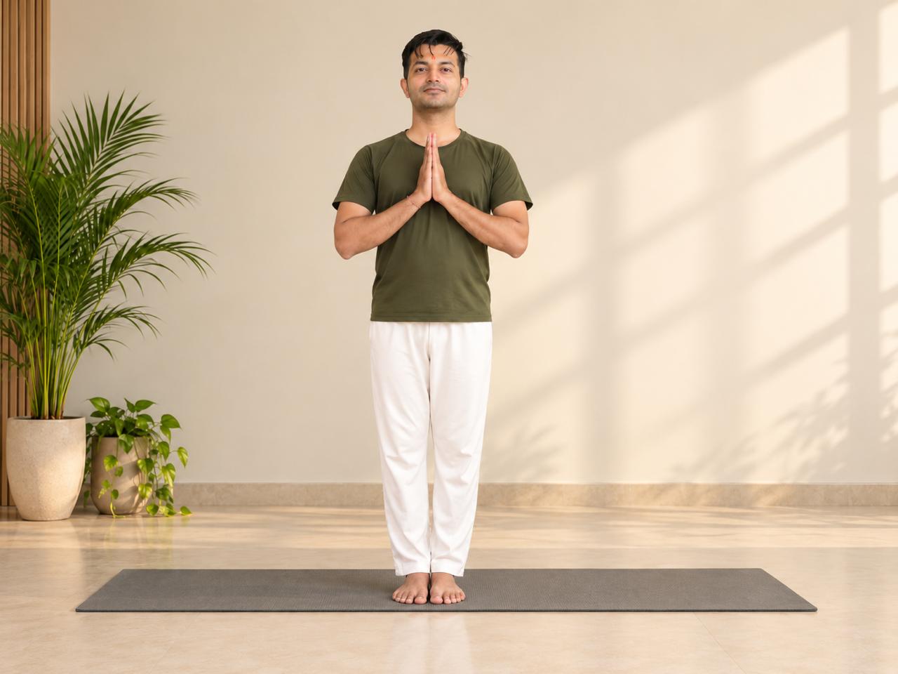Dr. Ankit Tiwari in Pranamasana posture